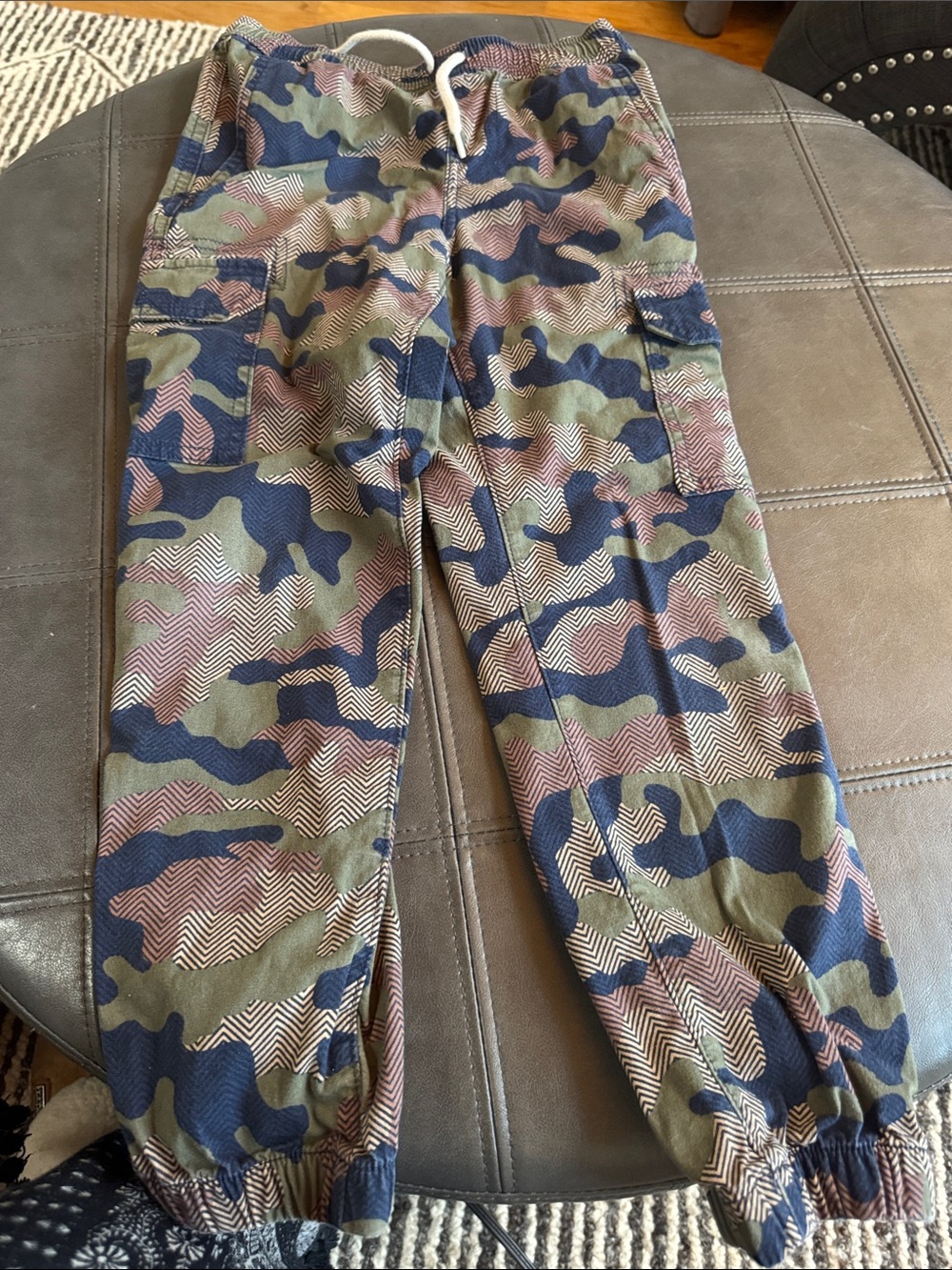 Lands' End Kids Camouflage Cargo Joggers in Olive, Navy & Pink